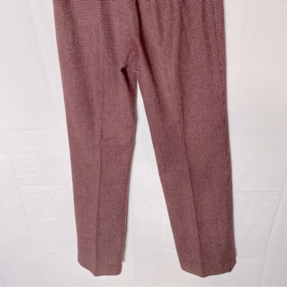 Vintage Burgundy White Micro Houndstooth High Waist Straight Leg Pants 24 - Picture 9 of 13